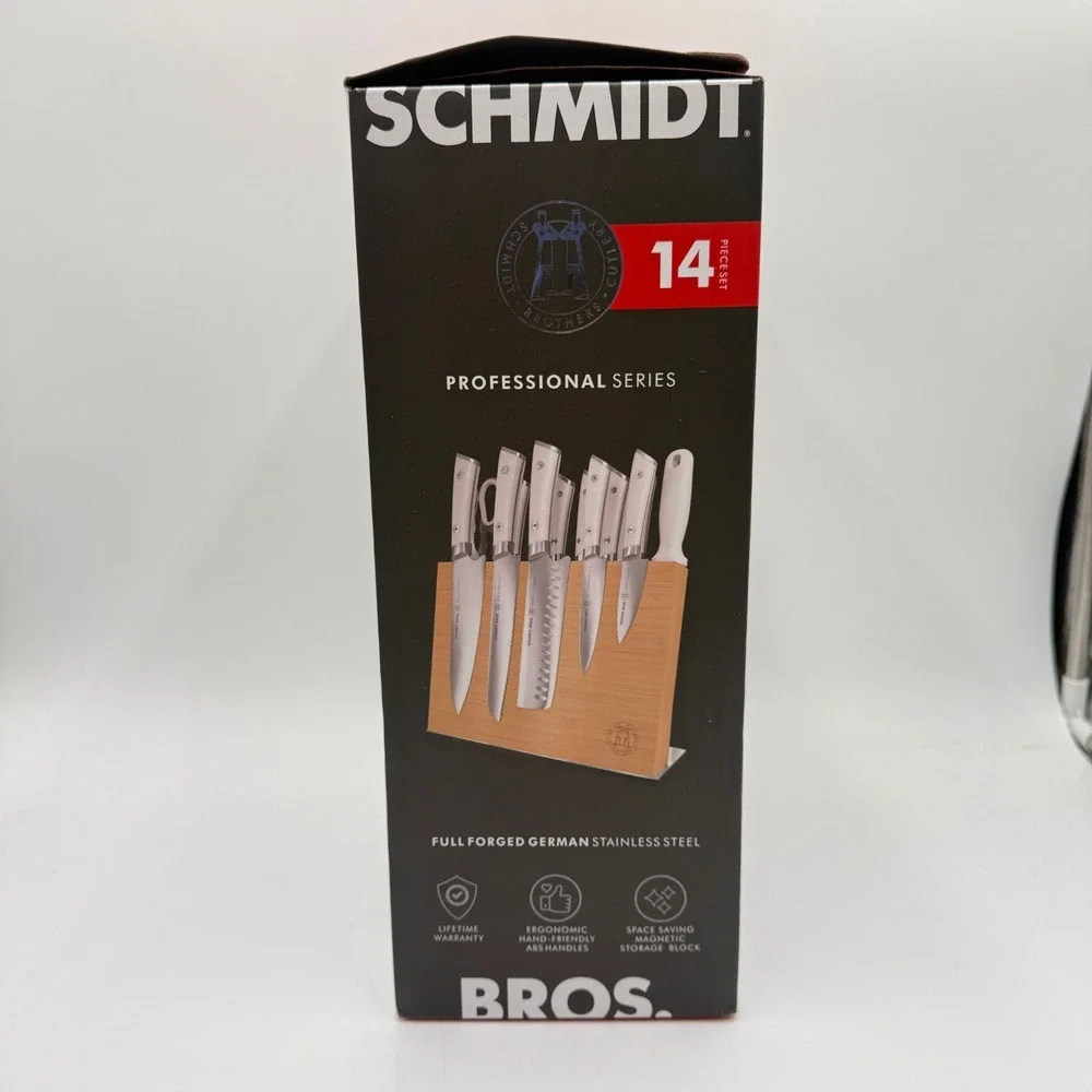 SCHMIDT BROS Professional Series 14pc Knife Set Forged Steel Magnetic Block NEW